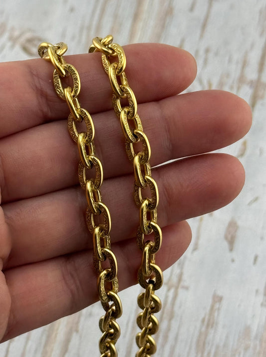 7x10mm Oval Textured Chain, Antiqued 18k Gold Plated - G115-CH