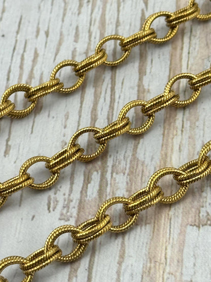 Chaîne texturée double torsade, plaquée or 18 carats vieilli - G120-CH