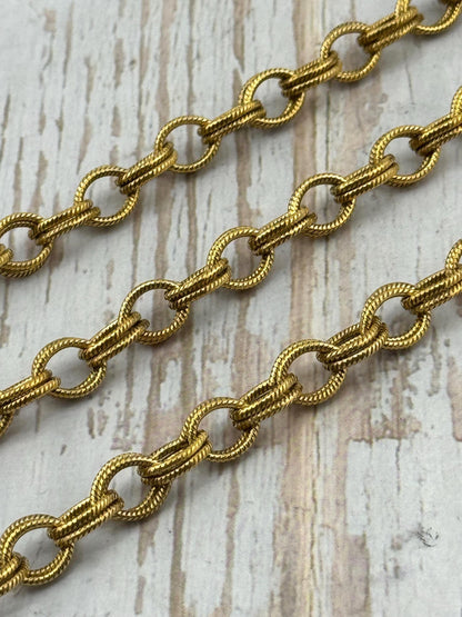 Chaîne texturée double torsade, plaquée or 18 carats vieilli - G120-CH
