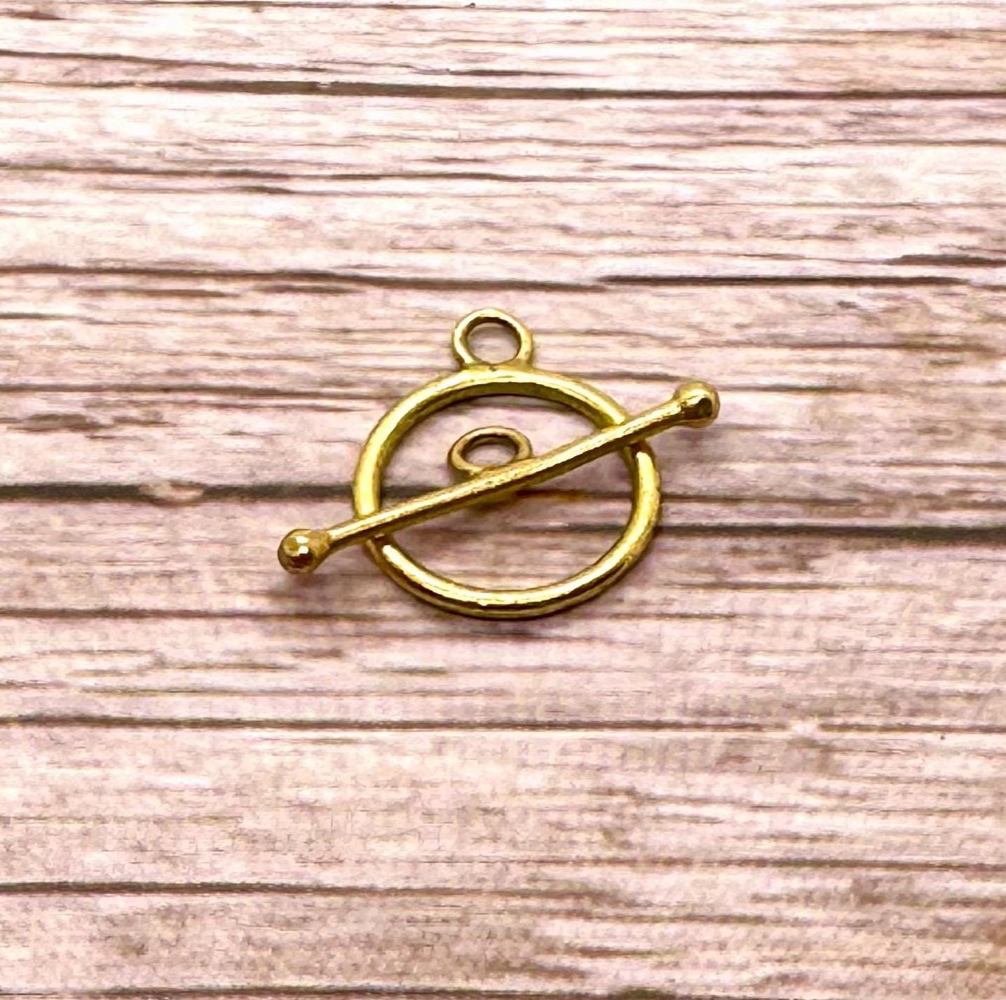 Fermoir à bascule simple, plaqué or 18 carats vieilli - AG042