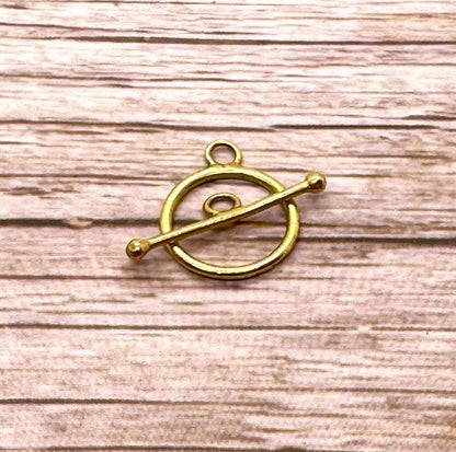 Fermoir à bascule simple, plaqué or 18 carats vieilli - AG042