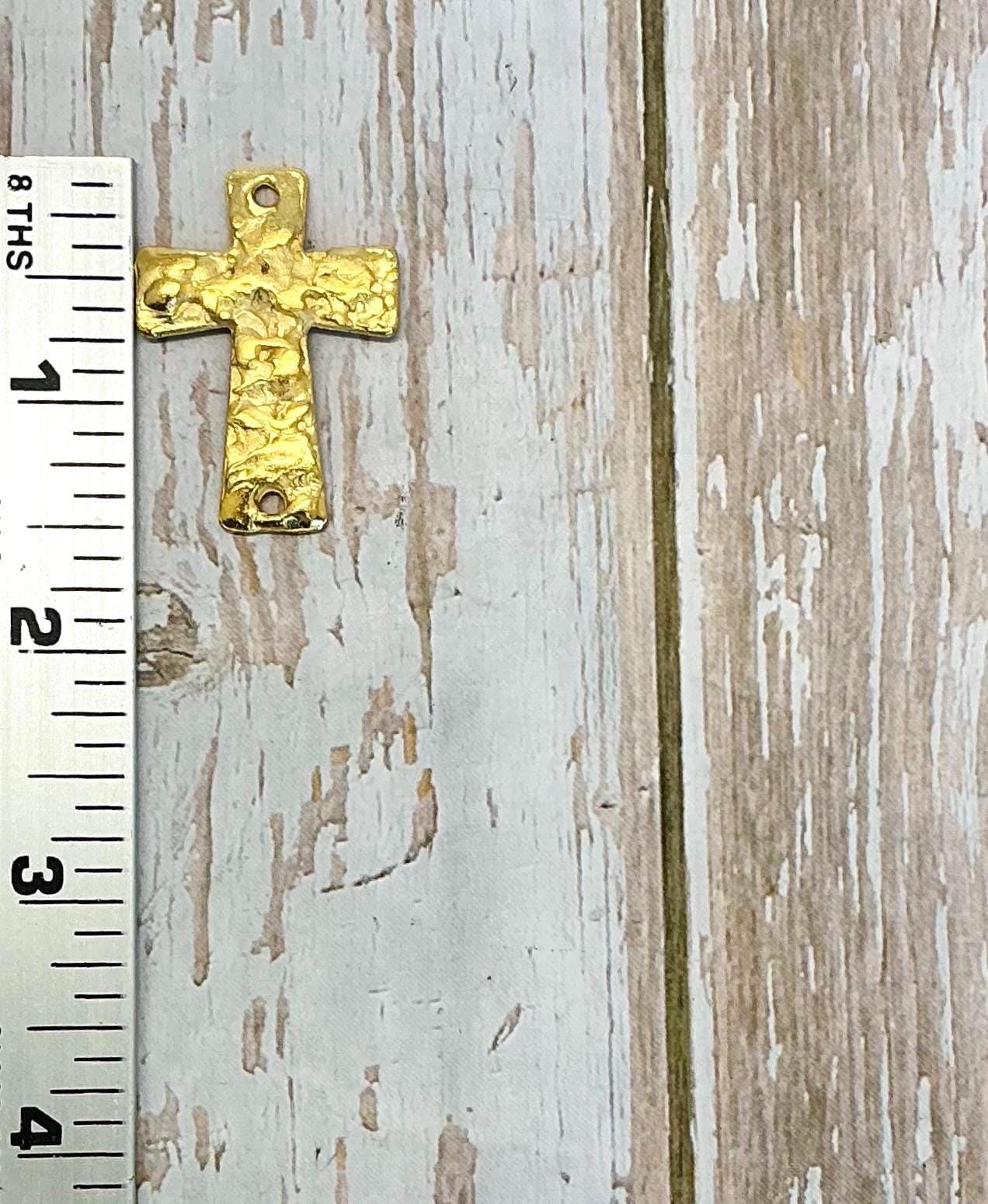 Large Cross Connector Charm, Satin 18k Gold Plated - ST333