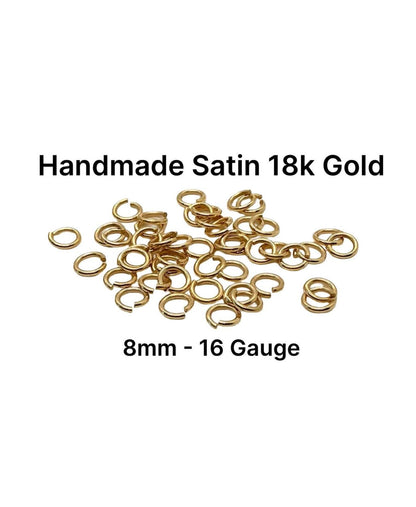 Anillas de engarce de 8mm y calibre 16 al peso, chapado en oro de 18K satinado - T045-JR