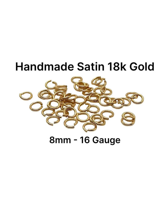 8mm 16 Gauge Bulk Jump Rings by Weight, Satin 18K Gold Plated - T045-JR