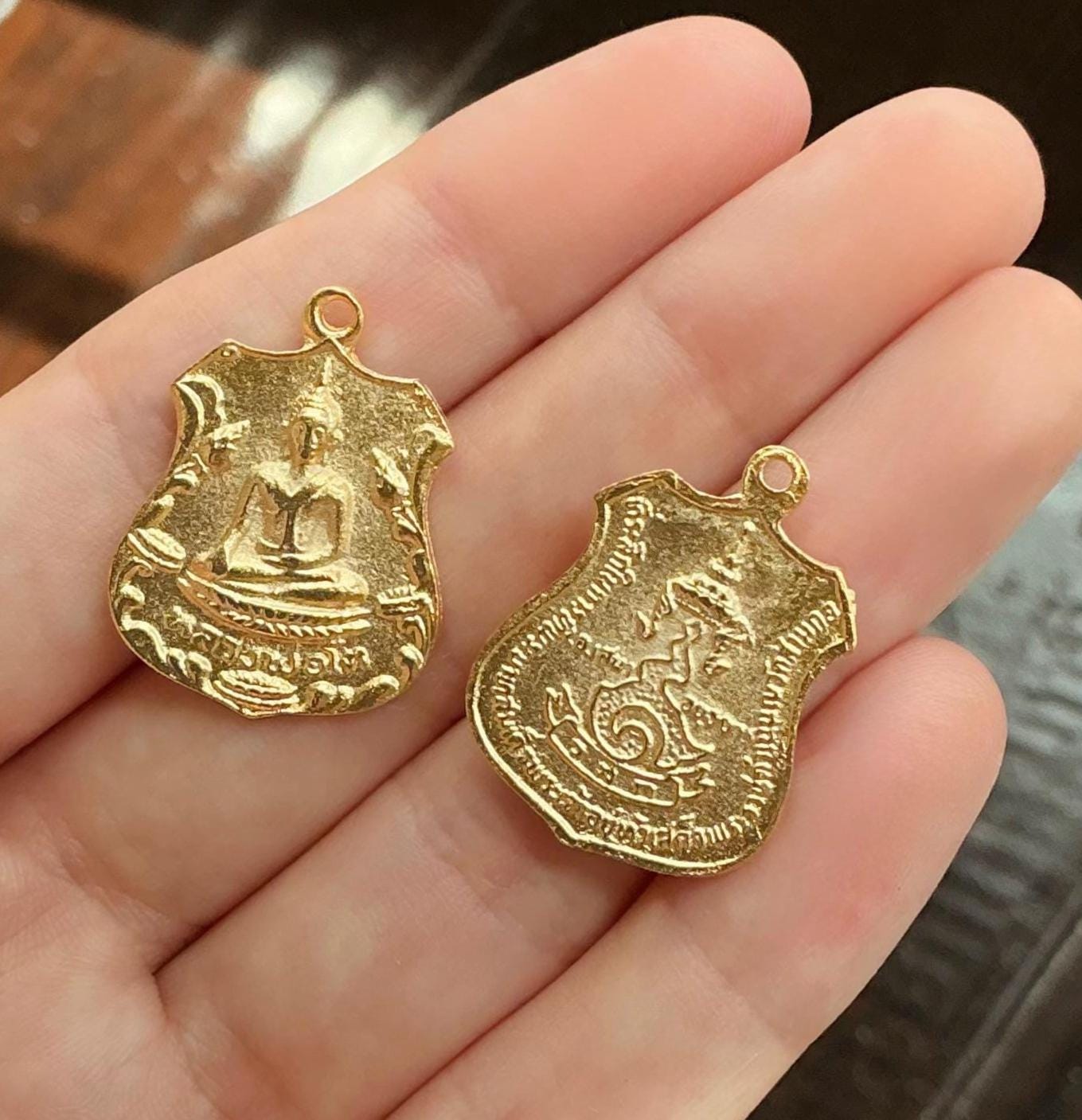 Buddha Medallion, Satin 18K Gold Plated - ST205