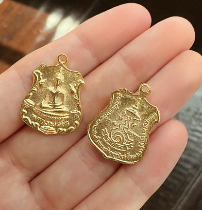 Buddha Medallion, Satin 18K Gold Plated - ST205