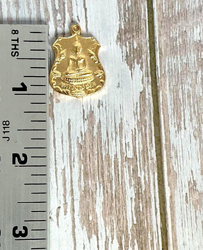 Buddha Medallion, Satin 18K Gold Plated - ST205
