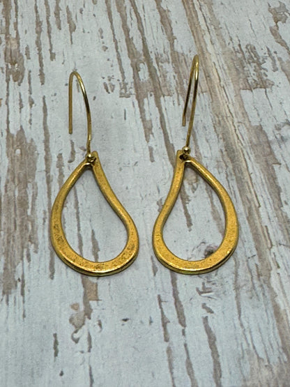Boucles pendantes en goutte d'eau (lot de 2), plaqué or 18 carats satiné - ST223