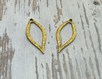 Ridged Teardrop Loops (Set of 2), Antiqued 18k Gold Plated - AG044