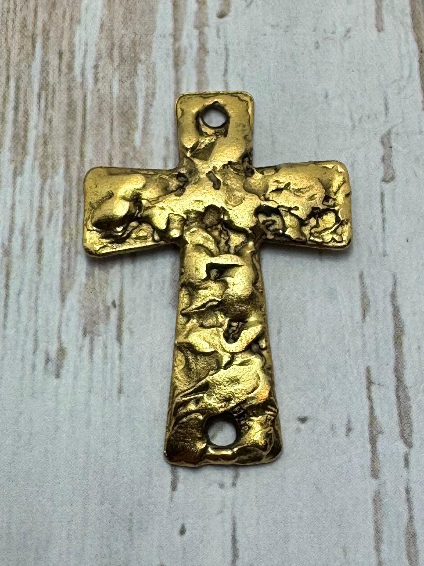 Large Cross Connector, Antiqued 18k Gold Plated - AG153