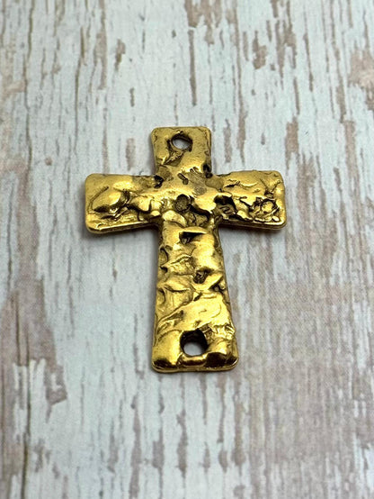 Large Cross Connector, Antiqued 18k Gold Plated - AG153