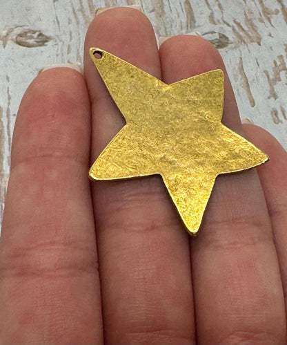 Large Smooth Star Pendant, Antiqued 18k Gold Plated - AG154