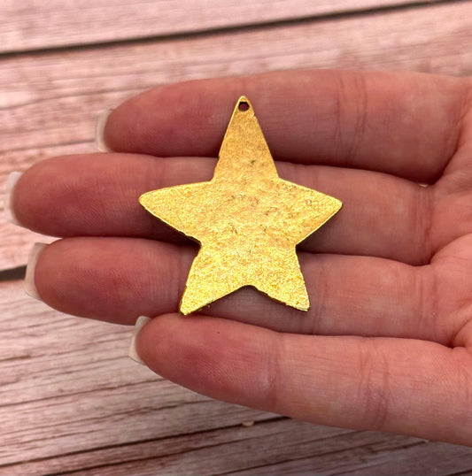 Large Smooth Star Pendant, Antiqued 18k Gold Plated - AG154