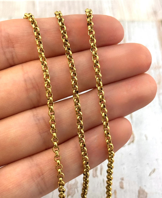 Cadena Rolo de 2.6mm, chapada en oro de 18k envejecido - G109-CH
