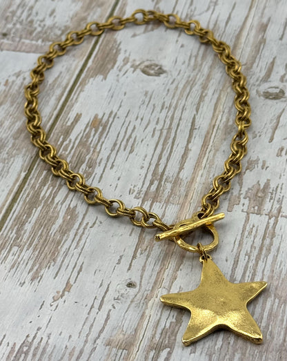 Large Round Toggle Clasp, Antiqued 18k Gold Plated - AG133