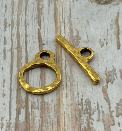 Large Round Toggle Clasp, Antiqued 18k Gold Plated - AG133
