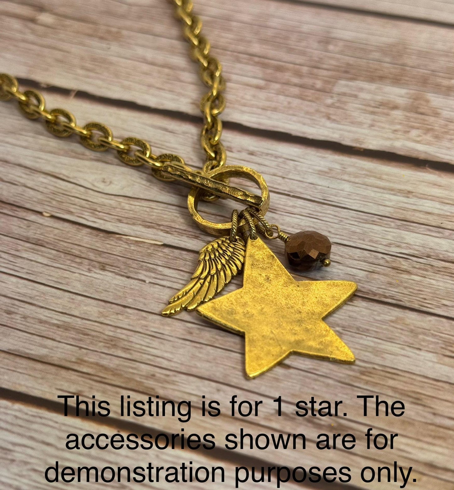 Large Smooth Star Pendant, Antiqued 18k Gold Plated - AG154