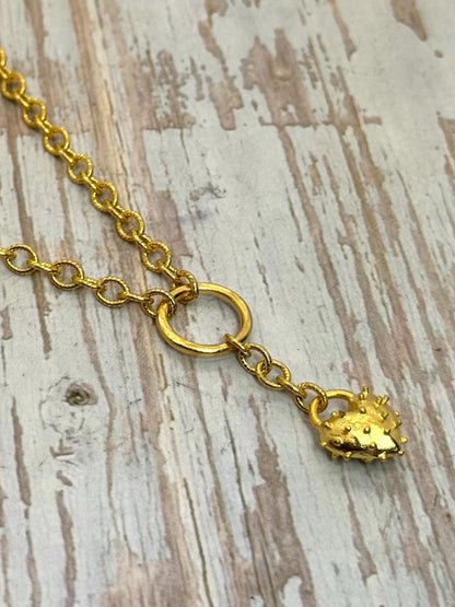 Tiny Spiky Heart Charm, Satin 18k Gold Plated - ST196