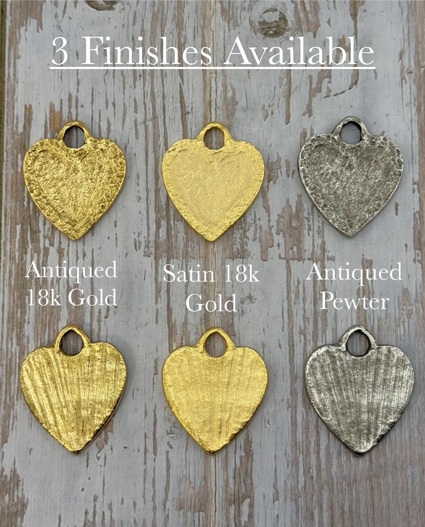 Large Chunky Hammered Heart Pendant, Satin 18K Gold Plated - ST275