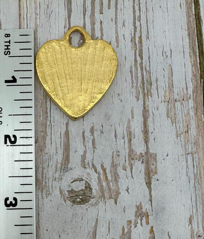 Large Chunky Hammered Heart Pendant, Satin 18K Gold Plated - ST275