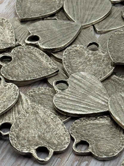 Hammered Heart Pendant, Antiqued Pewter - PT455
