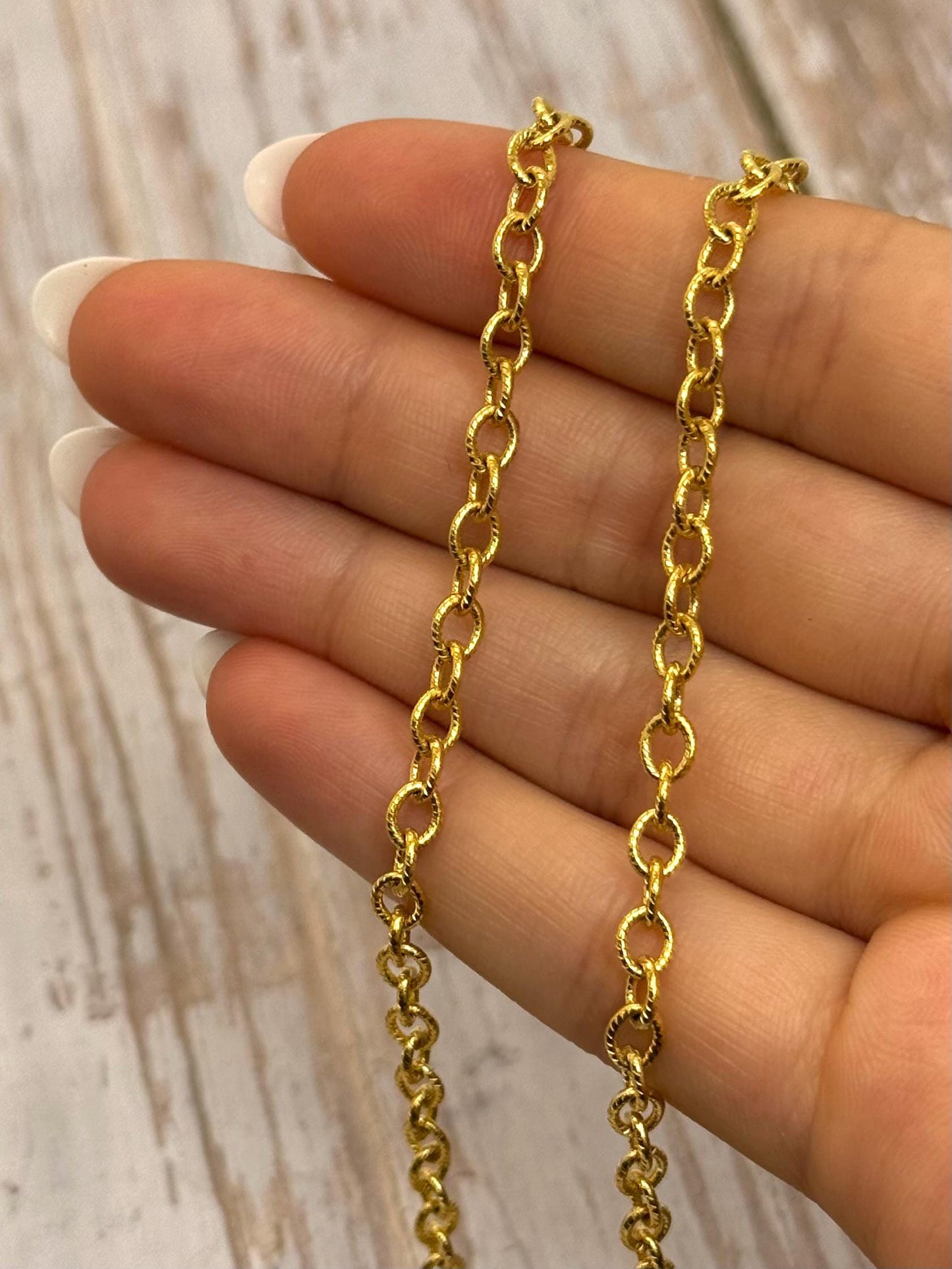 Chaîne Câble Ovale Petite, Plaqué Or 18 carats Satiné - S086-CH