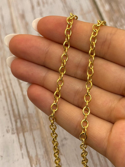 Chaîne Câble Ovale Petite, Plaqué Or 18 carats Satiné - S086-CH