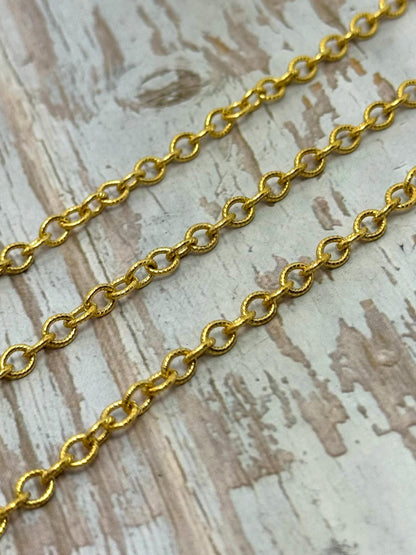 Chaîne Câble Ovale Petite, Plaqué Or 18 carats Satiné - S086-CH