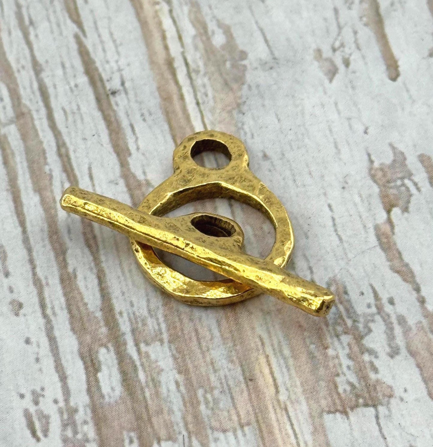 Large Round Toggle Clasp, Antiqued 18k Gold Plated - AG133