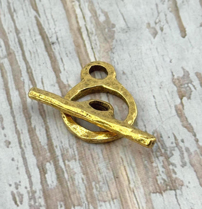 Large Round Toggle Clasp, Antiqued 18k Gold Plated - AG133