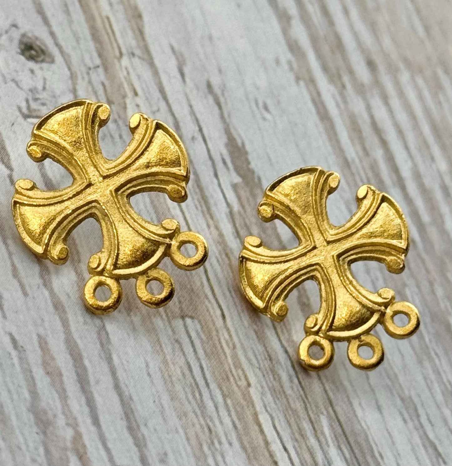 Iron Cross Earrings, Satin 18k Gold Plated - ST604