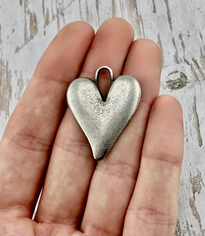 Boho Heart Charm, Antiqued Pewter - PT461