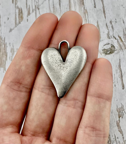 Boho Heart Charm, Antiqued Pewter - PT461