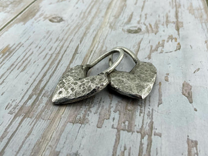 Hammered Heart Charm with Elongated Loop, Antiqued Pewter - PT453