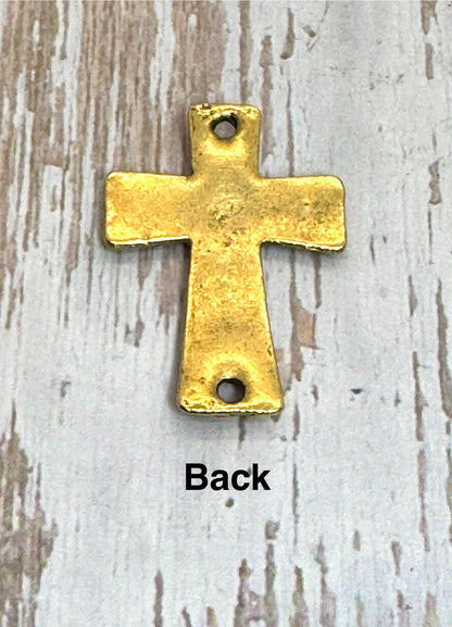 Large Cross Connector Charm, Satin 18k Gold Plated - ST333