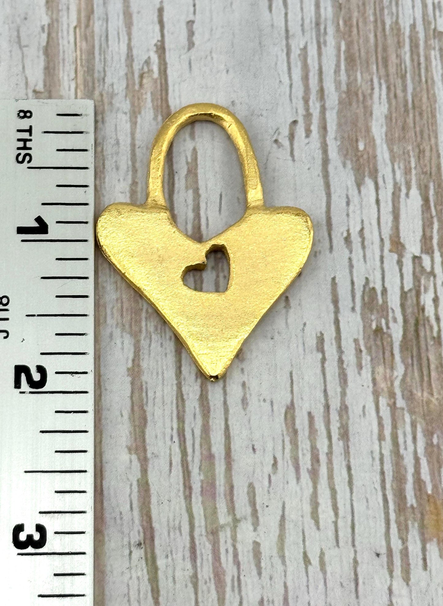 Heart Lock Charm, Satin 18k Gold Plated - ST272