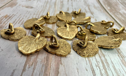 Pendentif Feuille de Mélisse, Plaqué Or 18 Carats Vieilli - AG009