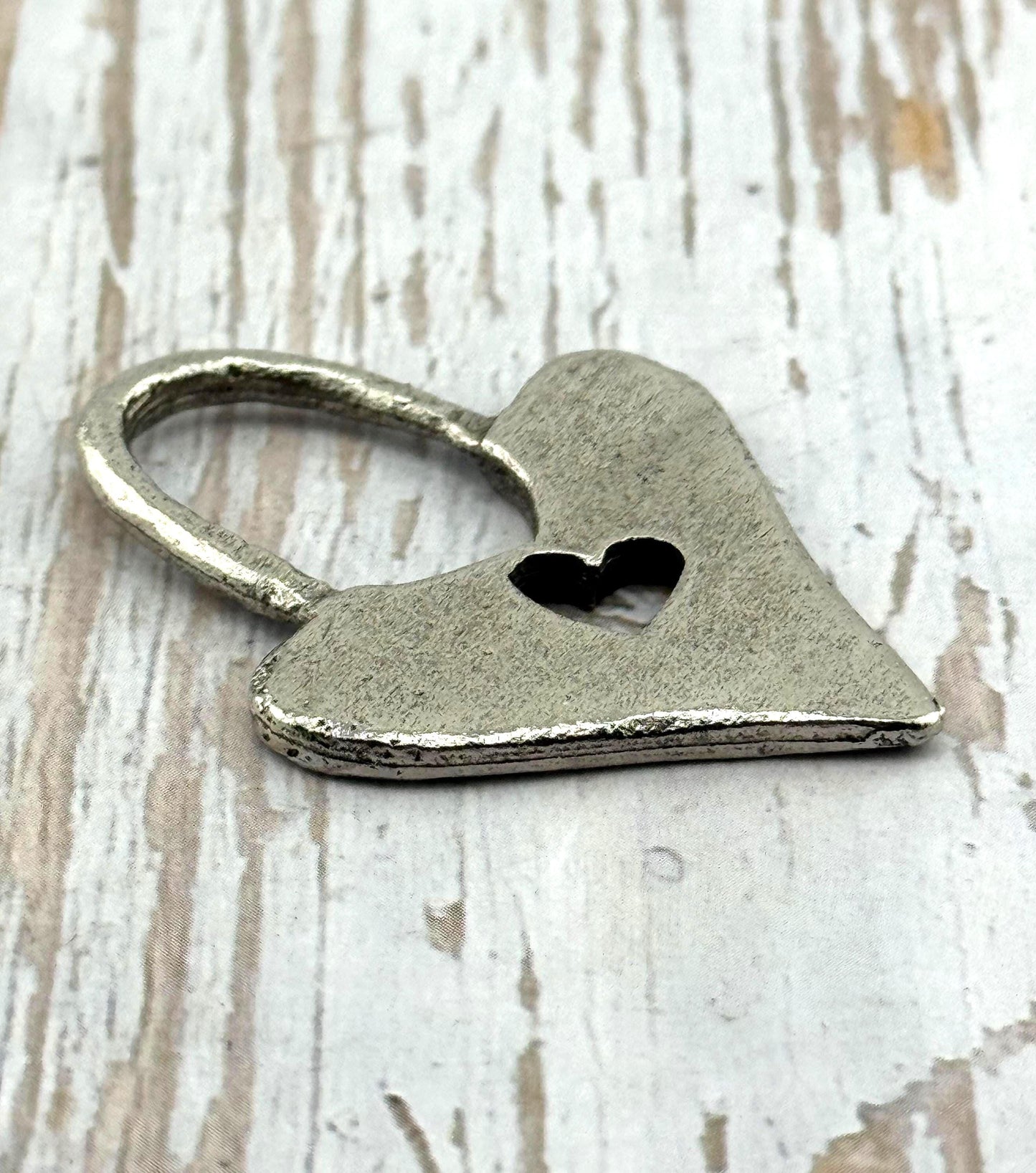 Padlock Heart Pendant, Antiqued Pewter - PT452