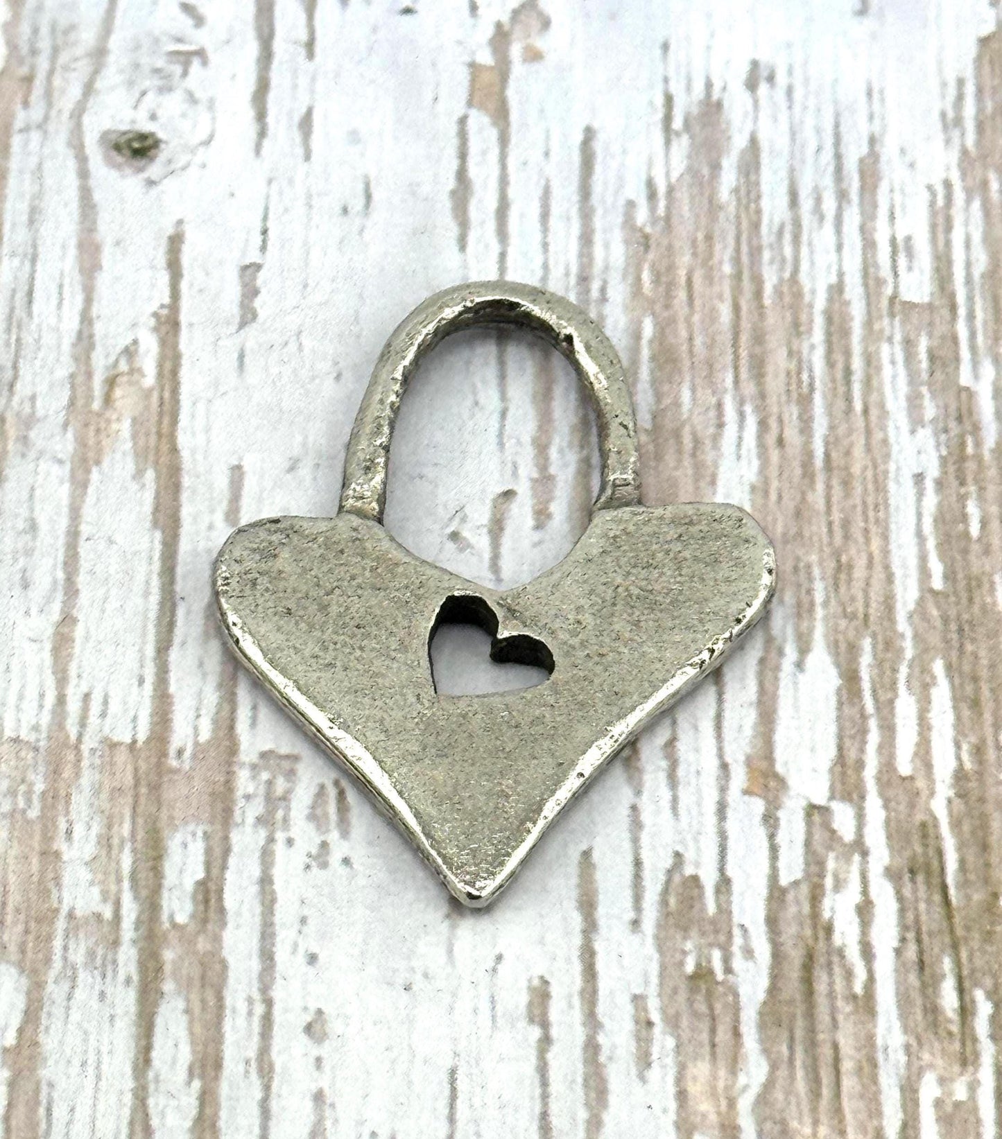 Padlock Heart Pendant, Antiqued Pewter - PT452