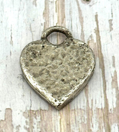 Hammered Chunky Heart Pendant, Antiqued Pewter - PT450