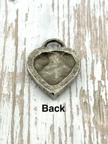 Hammered Chunky Heart Pendant, Antiqued Pewter - PT450