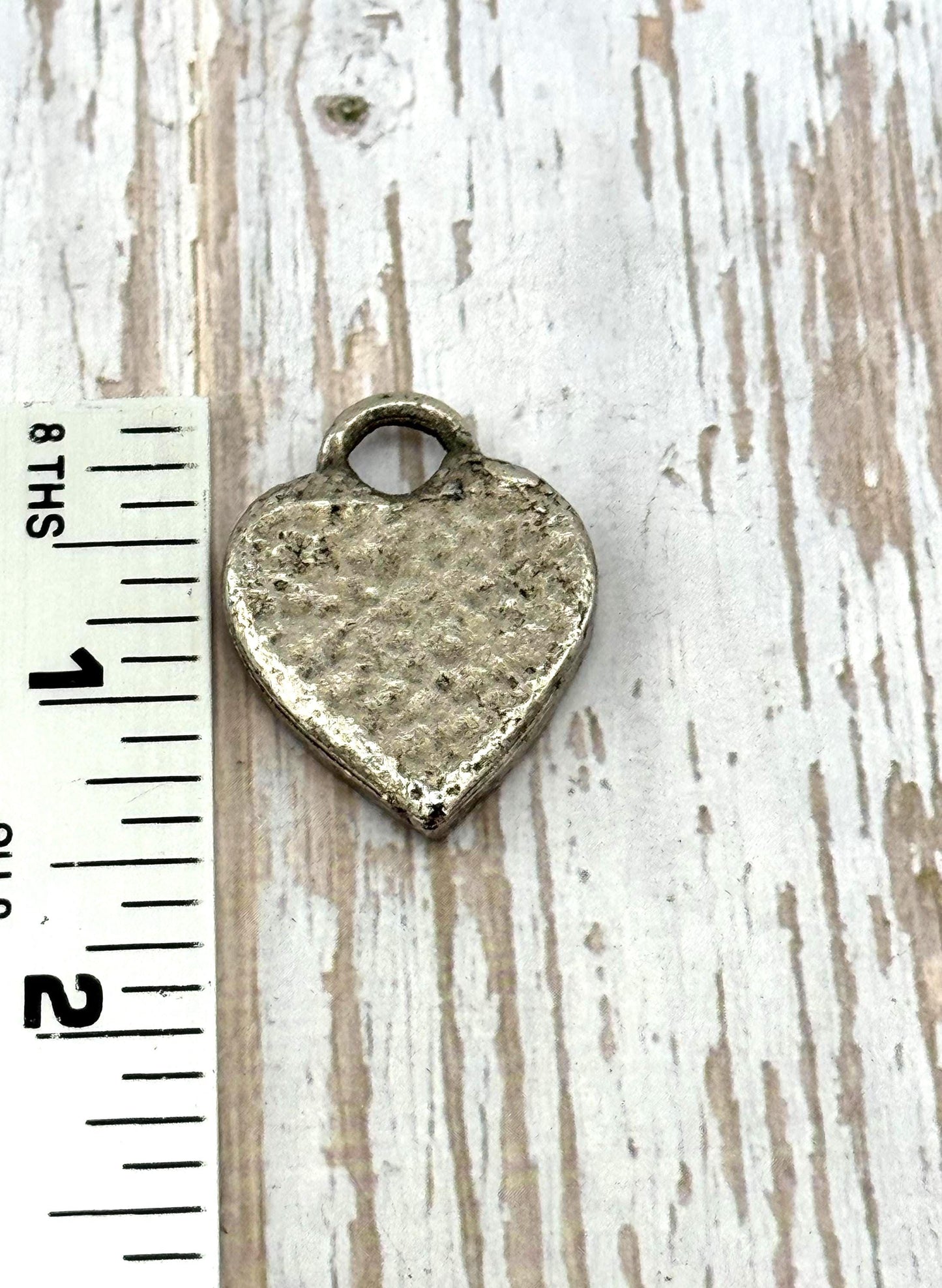 Hammered Chunky Heart Pendant, Antiqued Pewter - PT450