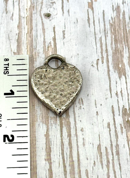 Hammered Chunky Heart Pendant, Antiqued Pewter - PT450