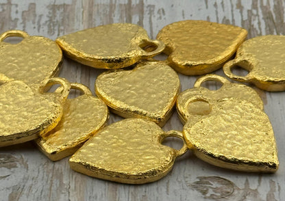 Chunky Hammered Heart Pendant, Satin 18K Gold Plated - ST270