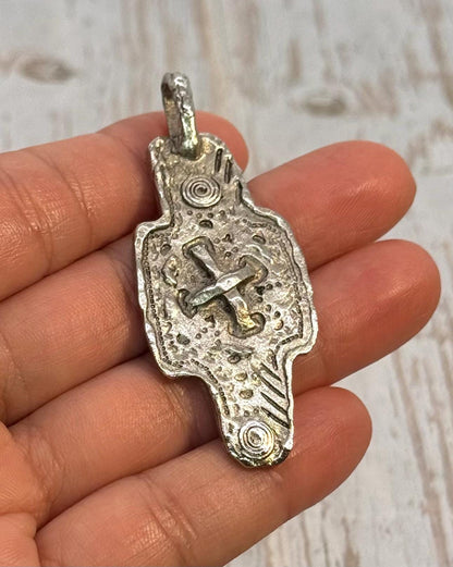 Large Double-Sided Cross Pendant, Antiqued Pewter - PT567