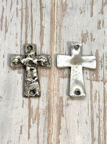 Large Cross Connector Pendant, Antiqued Pewter - PT513