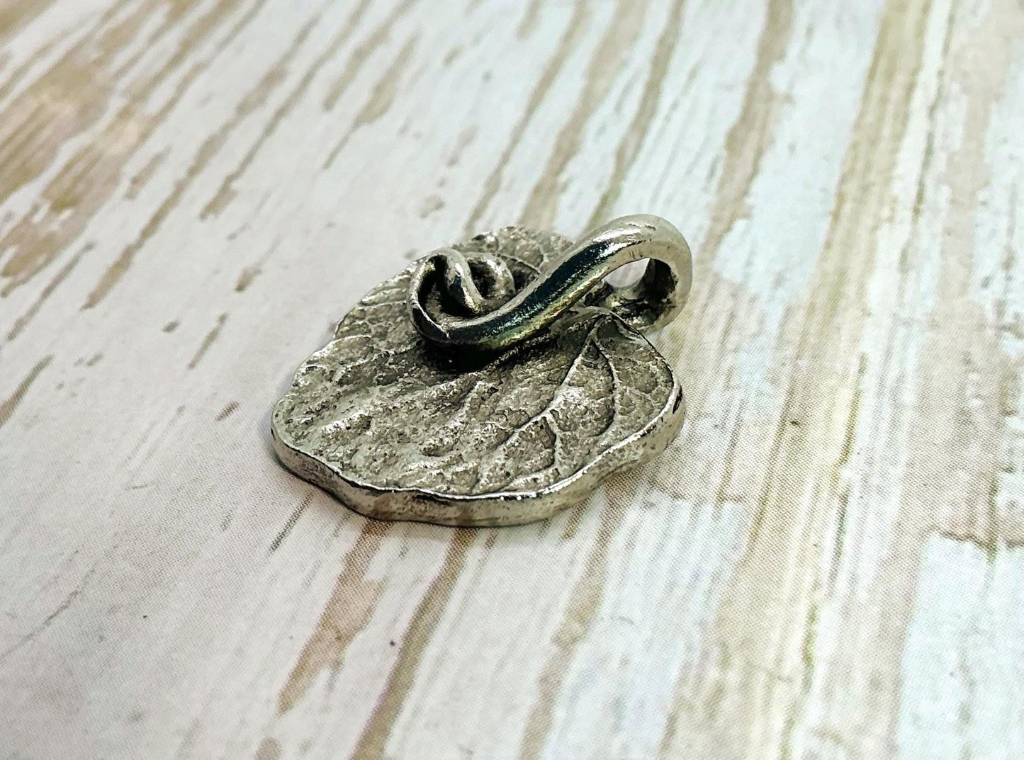 Lemon Balm Leaf Pendant, Antiqued Pewter - PT369