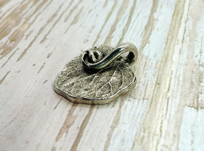 Lemon Balm Leaf Pendant, Antiqued Pewter - PT369