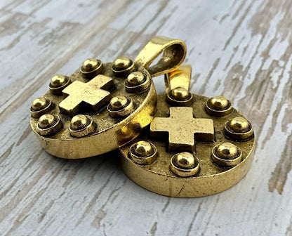 Iron Cross Medallion, Antiqued 18k Gold Plated - AG046