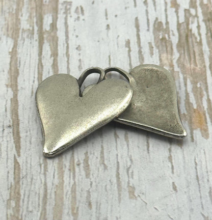 Boho Heart Charm, Antiqued Pewter - PT461